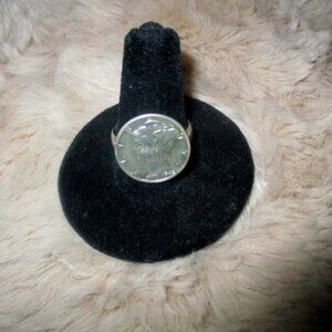 1942 Handcrafted Sterling Silver Dime Ring Size 10